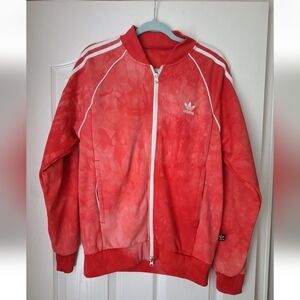Vintage Adidas Vibrant Red Tie-Dye Jacket Tree White Striped